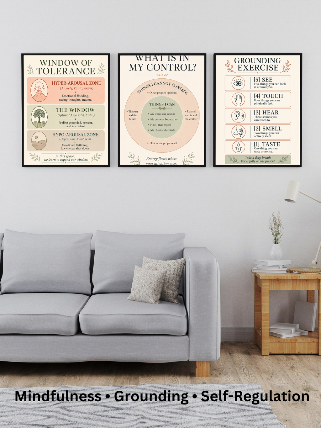 3-Piece Nervous System Regulation Poster Bundle | Grounding & Mindfulness Wall Art | Digital Download