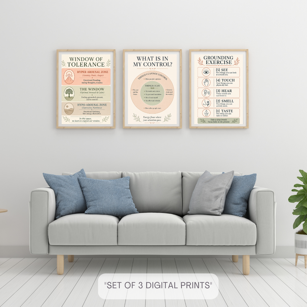 3-Piece Nervous System Regulation Poster Bundle | Grounding & Mindfulness Wall Art | Digital Download